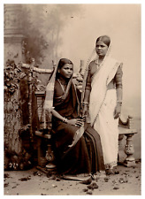 India, Portrait, Hindu Ayahs Vintage Albumen Print Albumin Print 15.5x11, picture