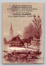 Boston Branch Choicest Grocers  Horse Sleigh Church Taunton MA P31 picture