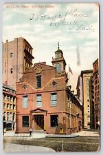 Old State House Boston Massachusetts Streetview DB Cancel WOB Postcard picture