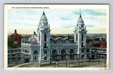 Worcester MA-Massachusetts, The Union Station, Exterior, Vintage Postcard picture