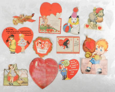 Lot of 11 Vtg Valentine's Day Cards - 20s to 40s - Honeycomb Hippo Monkey Boxing picture