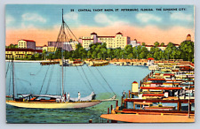 Vintage Postcard Central Yacht Basin St Petersburg Florida picture