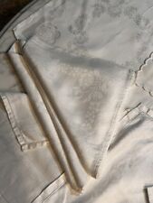 Antique White Lot 12 Linen Napkins Hemstitched Beautifully Embroidery Monograms picture