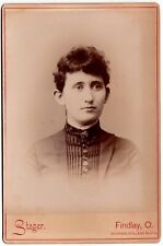 CIRCA 1880s CABINET CARD STEGER GORGEOUS YOUNG LADY IN DRESS FINDLAY OHIO picture
