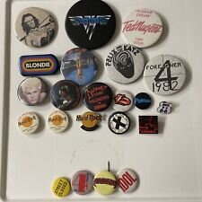 Vintage 80s Rock Pins Billy Idol Van Halen Ted Nugent Blondie Ozzy Lot 22 Pins picture