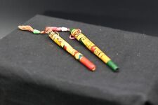 Vintage Pen Refill Holder Sleeve Mexican Folk Art Treen set of 2 picture