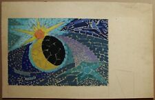 Ukrainian Soviet USSR Painting Space sputnik sketch monumental mosaic picture