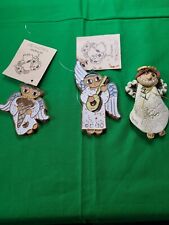 2 VTG St Andrews Priory Handmade XMAS Angel ornaments W/tag 1 Obertin Stoneware  picture