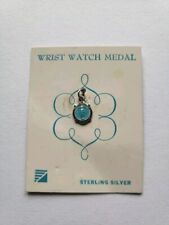 Vtg Sterling Silver Mary Miraculous Blue Enamel Wrist Watch Medal 3/8 In picture