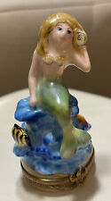 Limoge Mermaid Trinket Box Porcelain Peint Main Limited Edition Signed 55/500 picture
