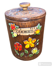Vintage Treasure Craft Ceramic Floral Cookie Jar with Lid USA picture