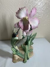 Vintage 1985 HOMCO Masterpiece Hummingbird On Pink Orchid Bone China picture