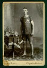 S10, 752-9, 1900s, Cabinet Card, Sport Player w/Trophy & Medals, Punjab, India picture