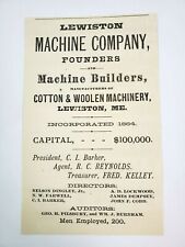 1878 Lewiston Machine Company Maine Print Advertisement Continental Mills Oxford picture