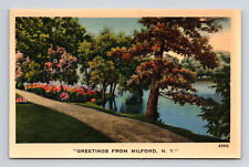 Linen Postcard Milford NY New York Greetings Lake View picture