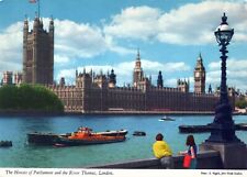 House of Parliament & Thames River London Great Britain 4x6 Chrome Postcard picture