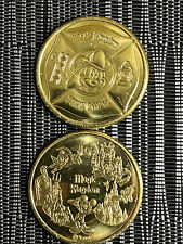 WALT DISNEY WORLD FIREMAN MICKEY 2024 COLLECTION GOLD/BRONZE MEDALLION COIN picture