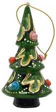 Hand Carved and Painted Russian Christmas Tree Ornament, 3 1/2