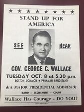 RARE 1968 GEORGE WALLACE BOSTON MASSACHUSETTS POLITICAL FUNDRAISER FLYER picture