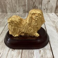 Vintage Risis 24K Gold Plated Pekingese Dog Miniature Statue Figurine picture