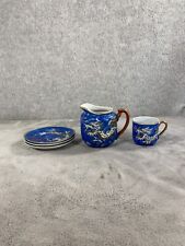 Vintage Dragonware Porcelain Dragon Tea Set With 3 Saucers, 1 Creamer, and 1 Cup picture