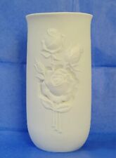 KAISER White Bisque PORCELAIN VASE #0713 ROSES by Frey - Raised Relief - Germany picture