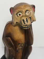 Vintage HUBLEY Poly Chromed Cast Iron MONKEY w/ Curled Tail DOORSTOP 1920’s-30’s picture