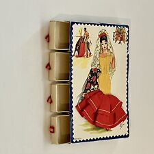 Vintage Eight Box Matchbook Postcard Novelty Spanish Dancer Fabric Skirt picture