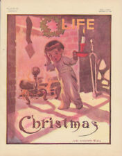 LIFE Magazine cover by James Montgomery Flagg: boy listens for Santa 1909 picture