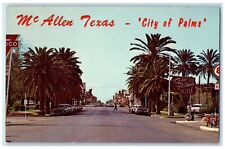 c1960 Picturesque View Central Business Street City Palms McAllen Texas Postcard picture