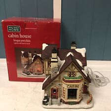 Holiday Home Cabin House Bisque Porcelain Interior Scene Christmas Village picture