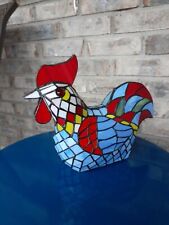 Vintage Tiffany Style Stained Glass Segmented Chicken Table Lamp Country Farm picture