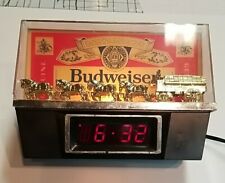 Budweiser Vintage Lighted Bar Sign & Red LED Clock Champion Clydesdale Team 1980 picture