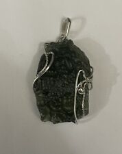 Moldavite Pendant 925 Silver 33.75ct Prong Set w/Certificate of Authenticity picture
