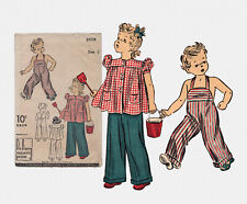 Vtg 40s WWII Era Sewing Pattern Du Barry 2475 Child Overall Smock Playsuit 2 FF picture