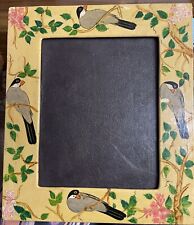 Pretty Vintage 1930s Picture Frame Painted Bird Motif For Picture 7.25” X 9.25” picture