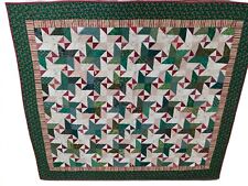Vintage Patchwork Table Topper Throw Quilt, Pinwheel Geometric Granny 56x62 picture