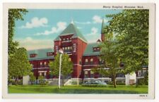 Manistee Michigan c1950's Mercy Hospital, vintage car picture