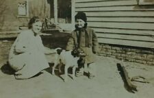 c.1920's 30's Jack Russel Terrier Mother Son Outside Vintage Photograph 20's picture