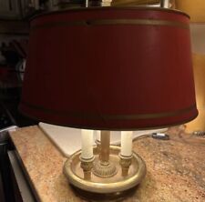 Vintage French Bouillotte Table Lamp W/original Red Metal Shade RARE COMPACT picture
