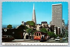 California Street Car On Nob Hill San Francisco Vintage Unposted Postcard picture