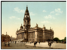 England. Portsmouth. Town Hall. Vintage photochrome by P.Z, photochrome Zurich picture