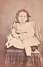 C1860s CDV Adorable Girl Child Seated Portrait Hand Tinted Pink Bow D216 picture