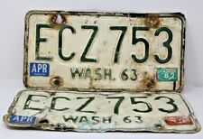 Matching 1963 Washington License Plates w 1981 1982 Tabs Pair picture