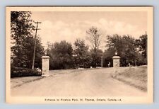 St Thomas Ontario-Canada, Entrance To Pinafore Park, Antique, Vintage Postcard picture