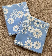 Vintage Pequot Pillowcases Blue Daisy Flowers Standard Sz MCM No Iron Muslin picture
