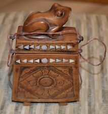 Rare Vintage Batak Toba Frog Medicine Container, Hand-carved w inlays picture