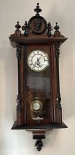 Antique German Carved Ornate Wood Wall 36” Hanging Clock R/A Regulator Key picture