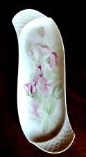  Meissen Weiss Porcelain Plate Platter Spoon Rest Hand-Painted Sweet Pea Flower picture