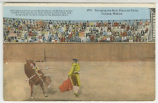 MEXICO Postcard Enraging The Bull - Plaza de Toros - Tijana c1940s vtg linen 09 picture